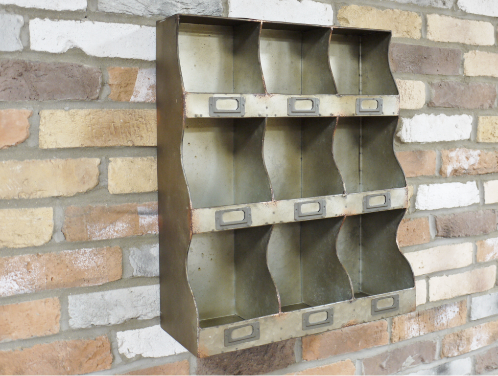 Galvanised Industrial Metal Pigeon Hole Wall Unit
