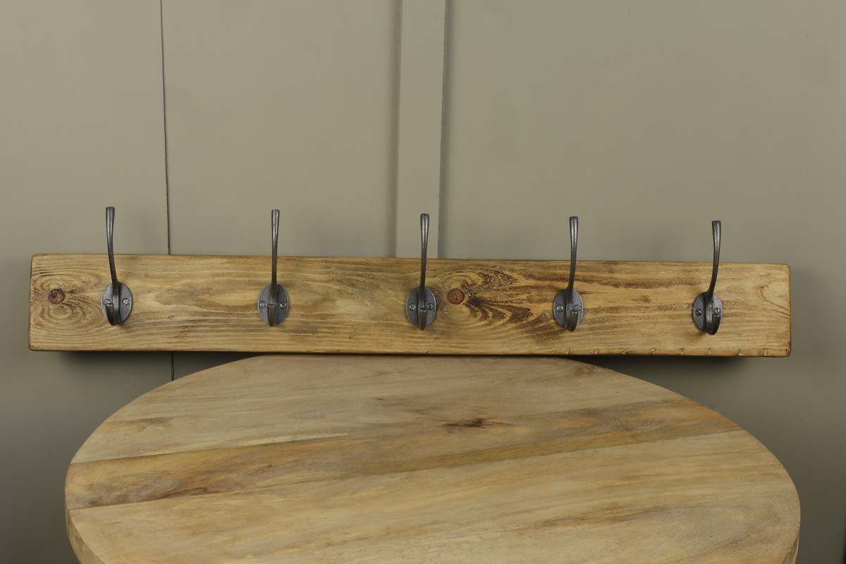 Rustic 5 Hook Coat Board