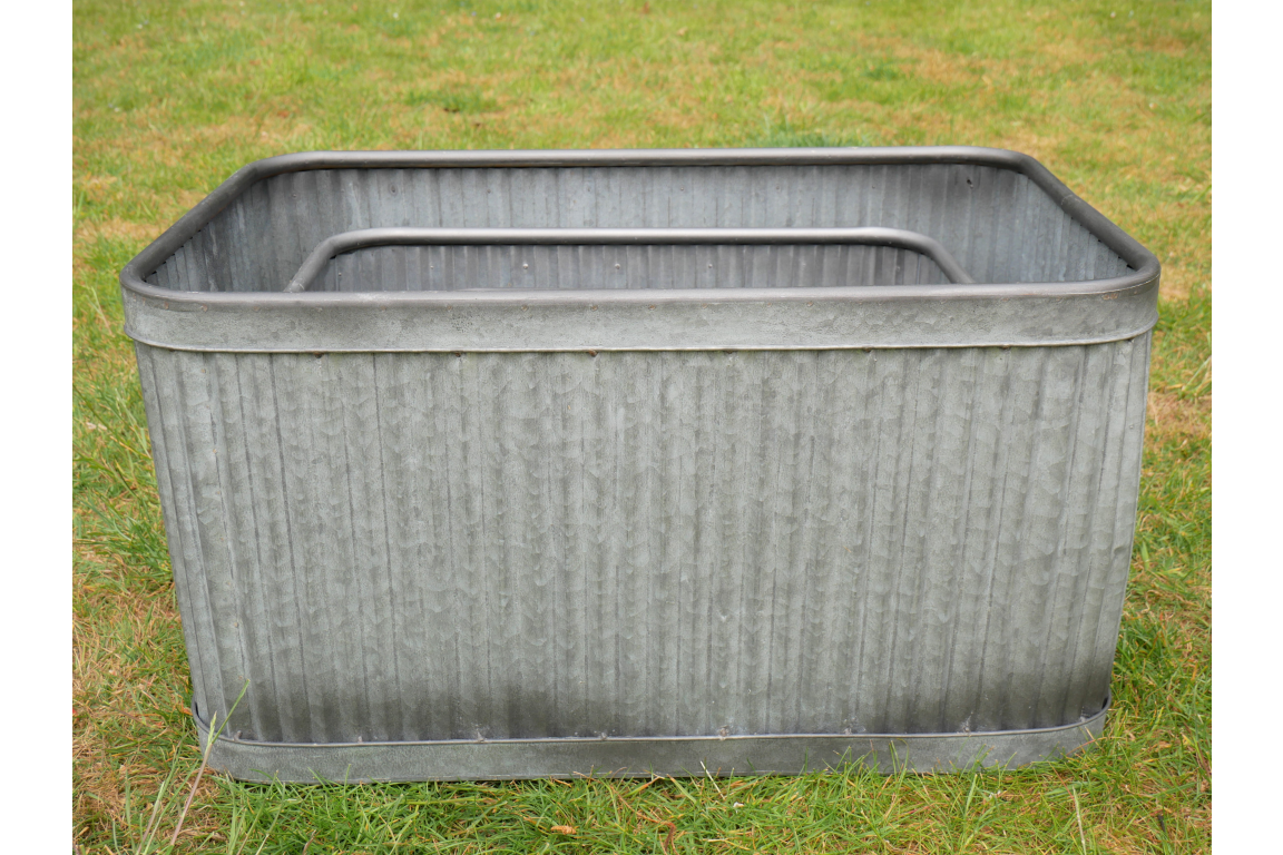 Rectangle Dolly Pots - galvanised steel planter tubs- Set of 3