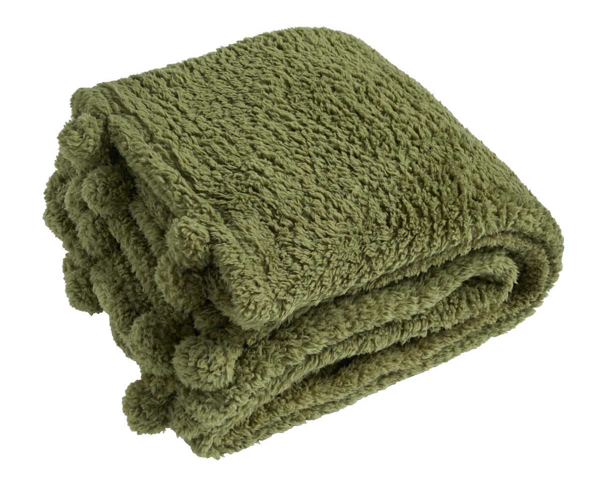 Cosy Pom Pom Throw - Red