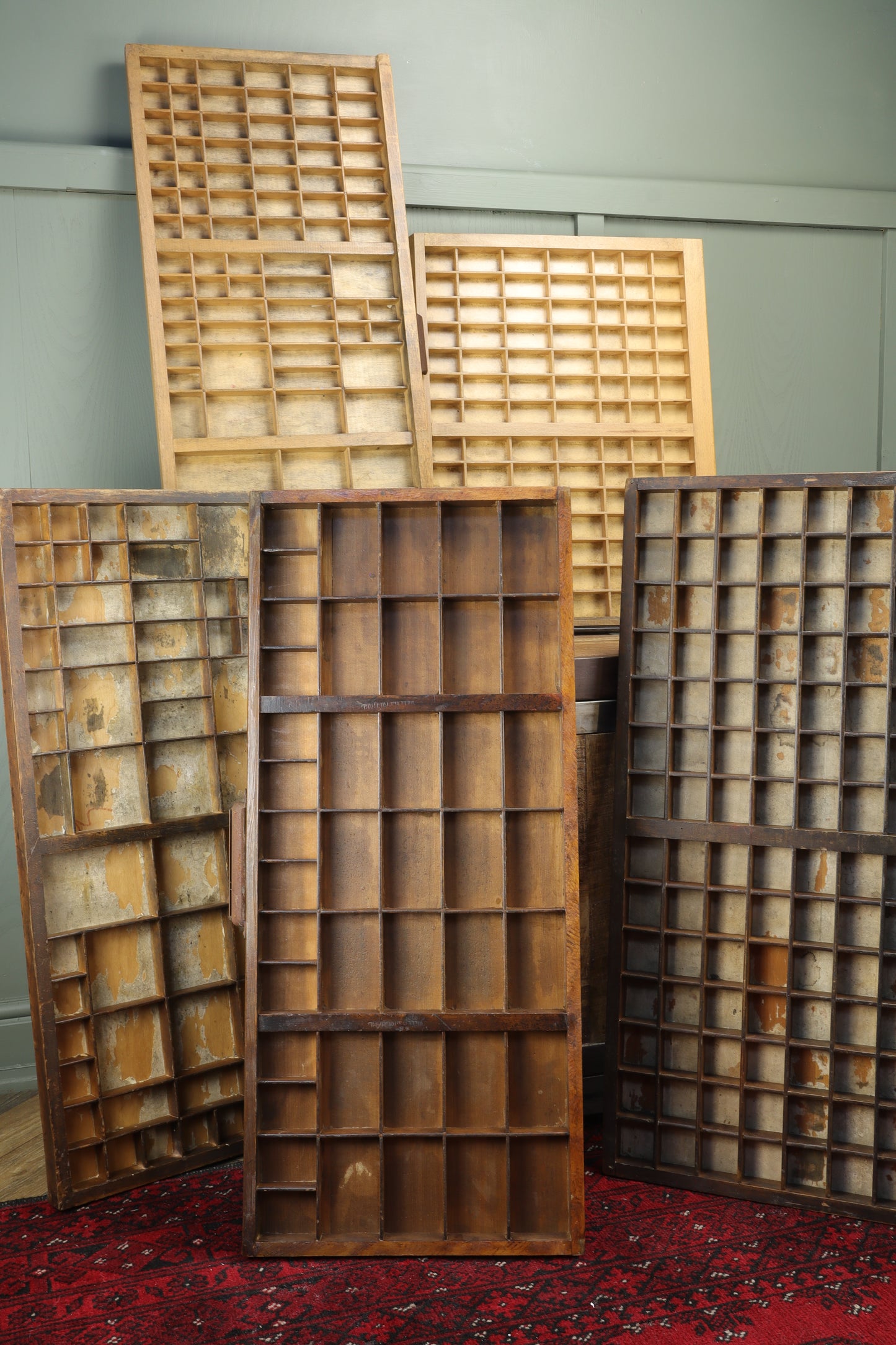 Original Printers Type Trays - All Square Sections