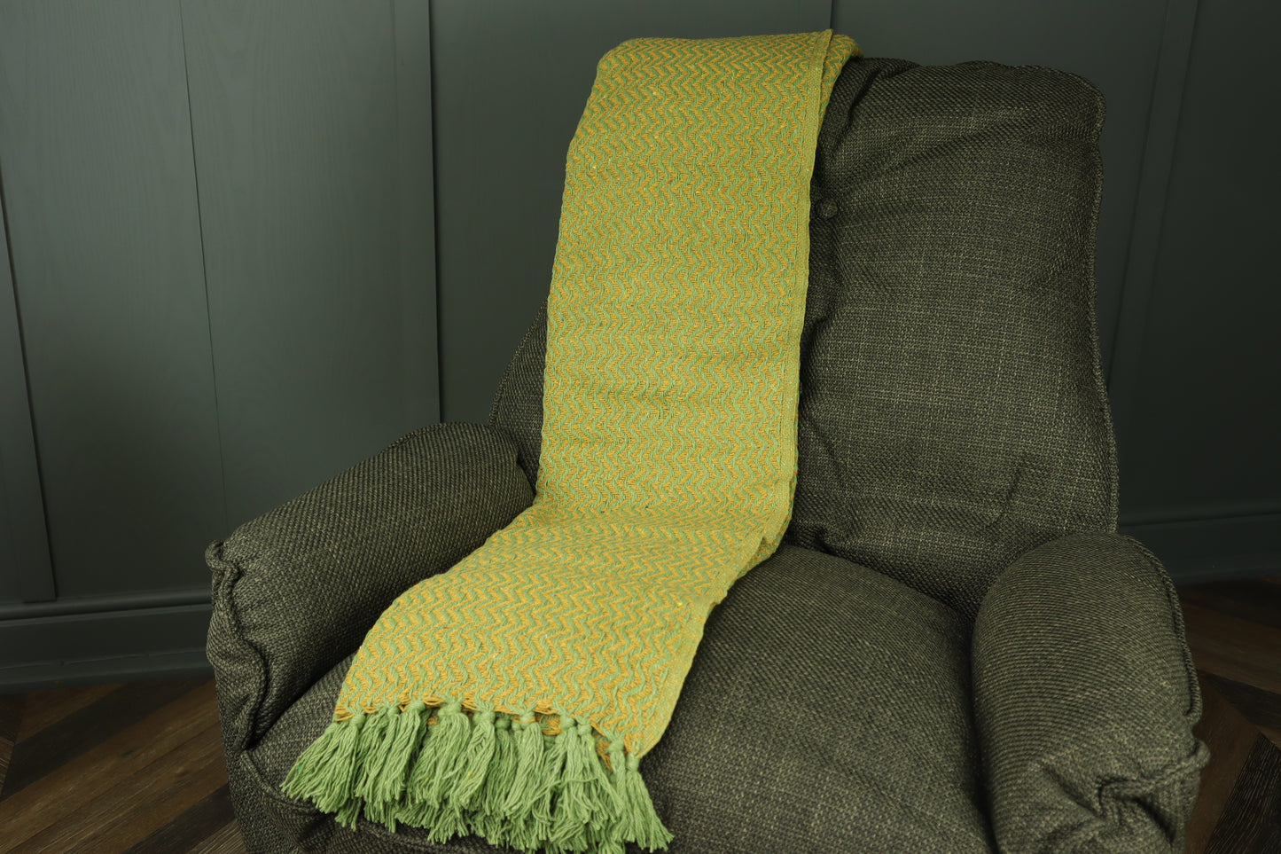 Festival Recycled Cotton Throw - Green & Yellow