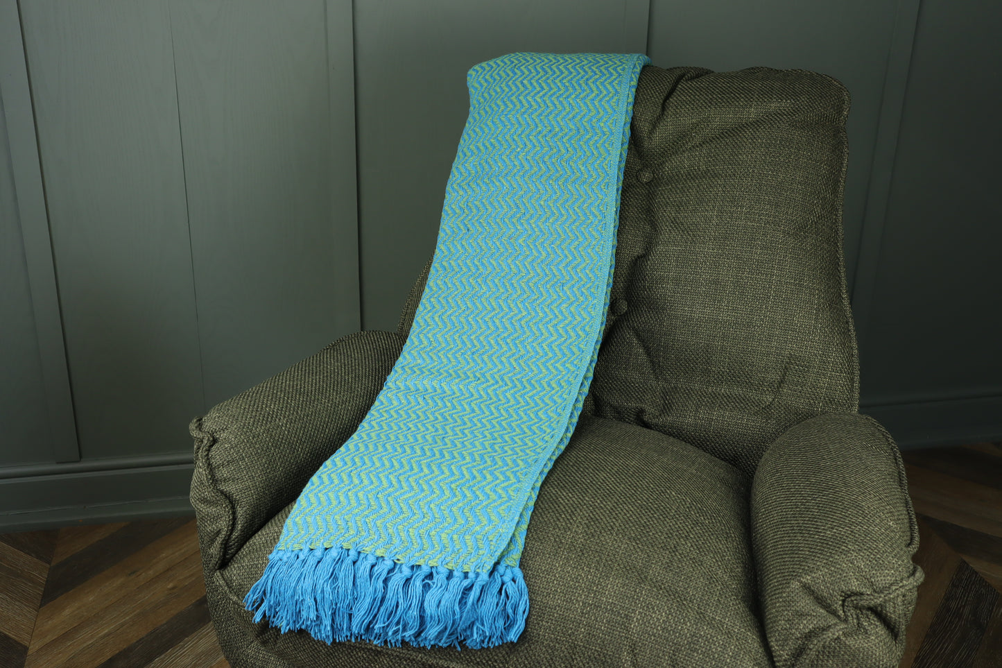 Festival Recycled Cotton Throw - Blue & Green