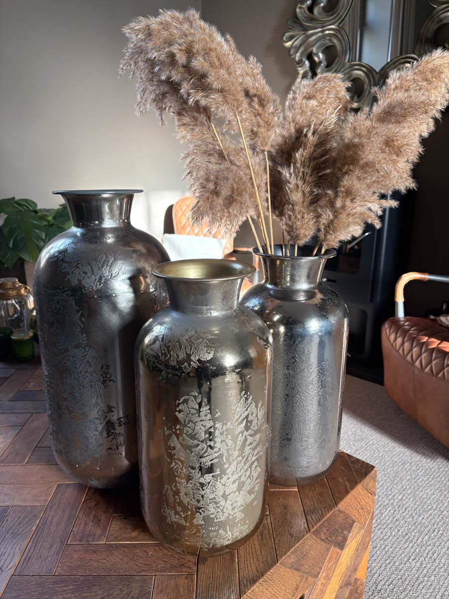 Etched Aluminium Silver Vase - Large