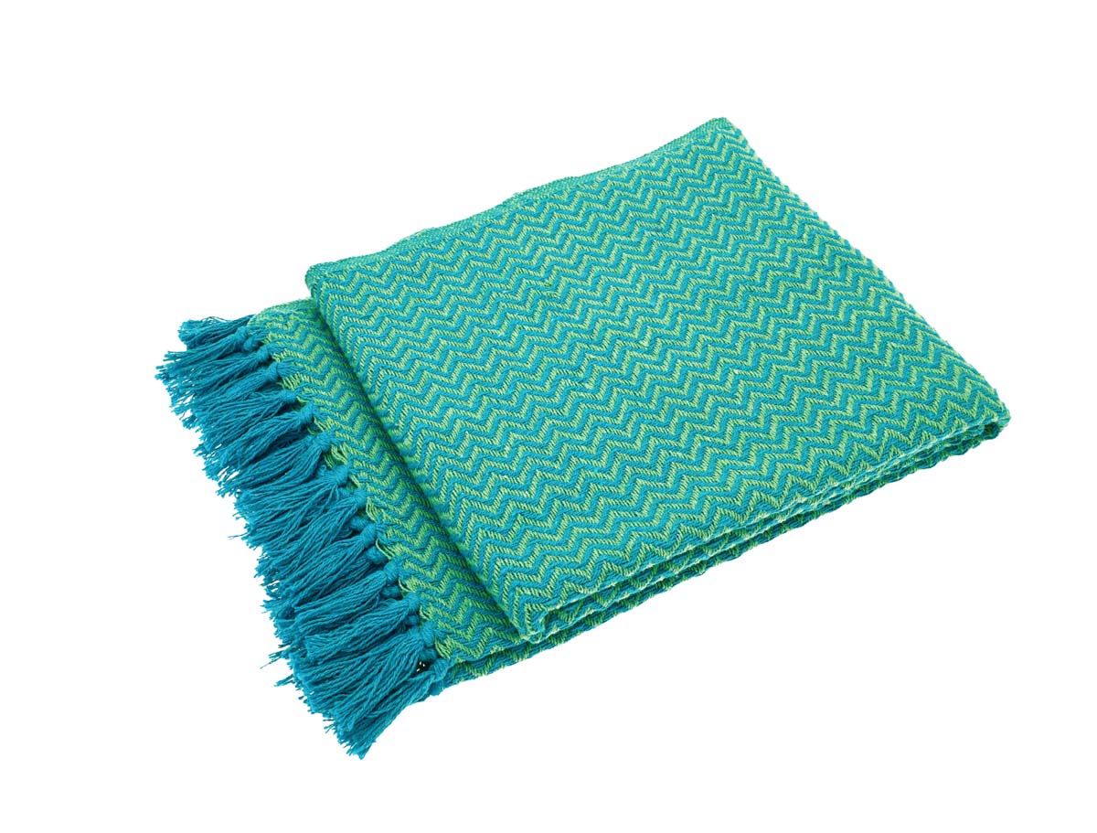 Festival Recycled Cotton Throw - Blue & Green
