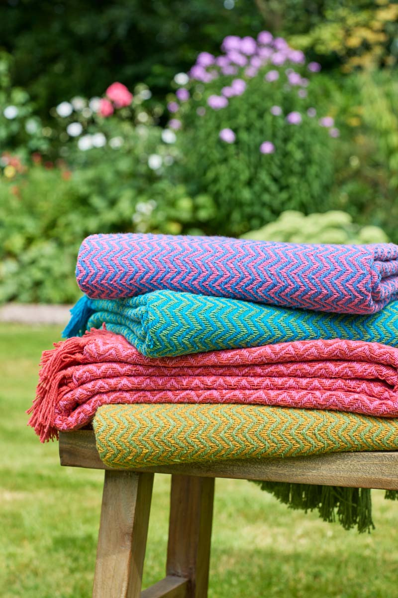 Festival Recycled Cotton Throw - Green & Yellow