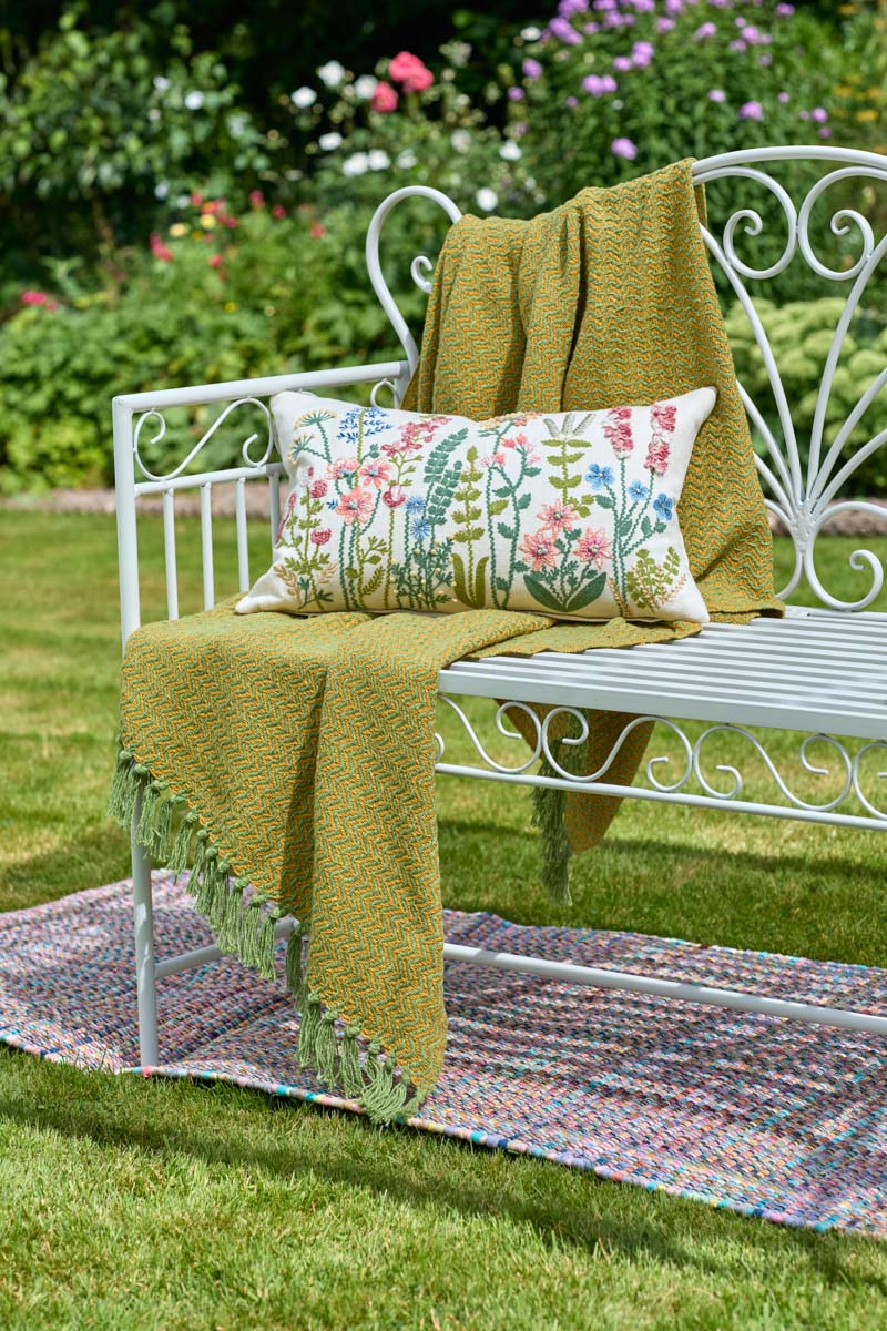 Festival Recycled Cotton Throw - Green & Yellow