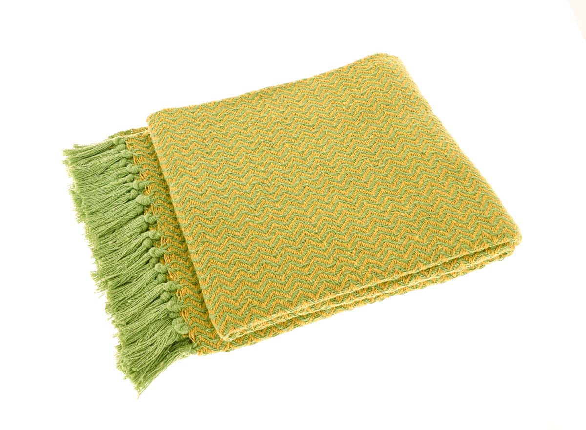 Festival Recycled Cotton Throw - Green & Yellow