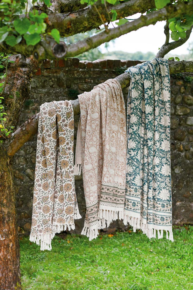 Hand Block Printed Throw - Saffron