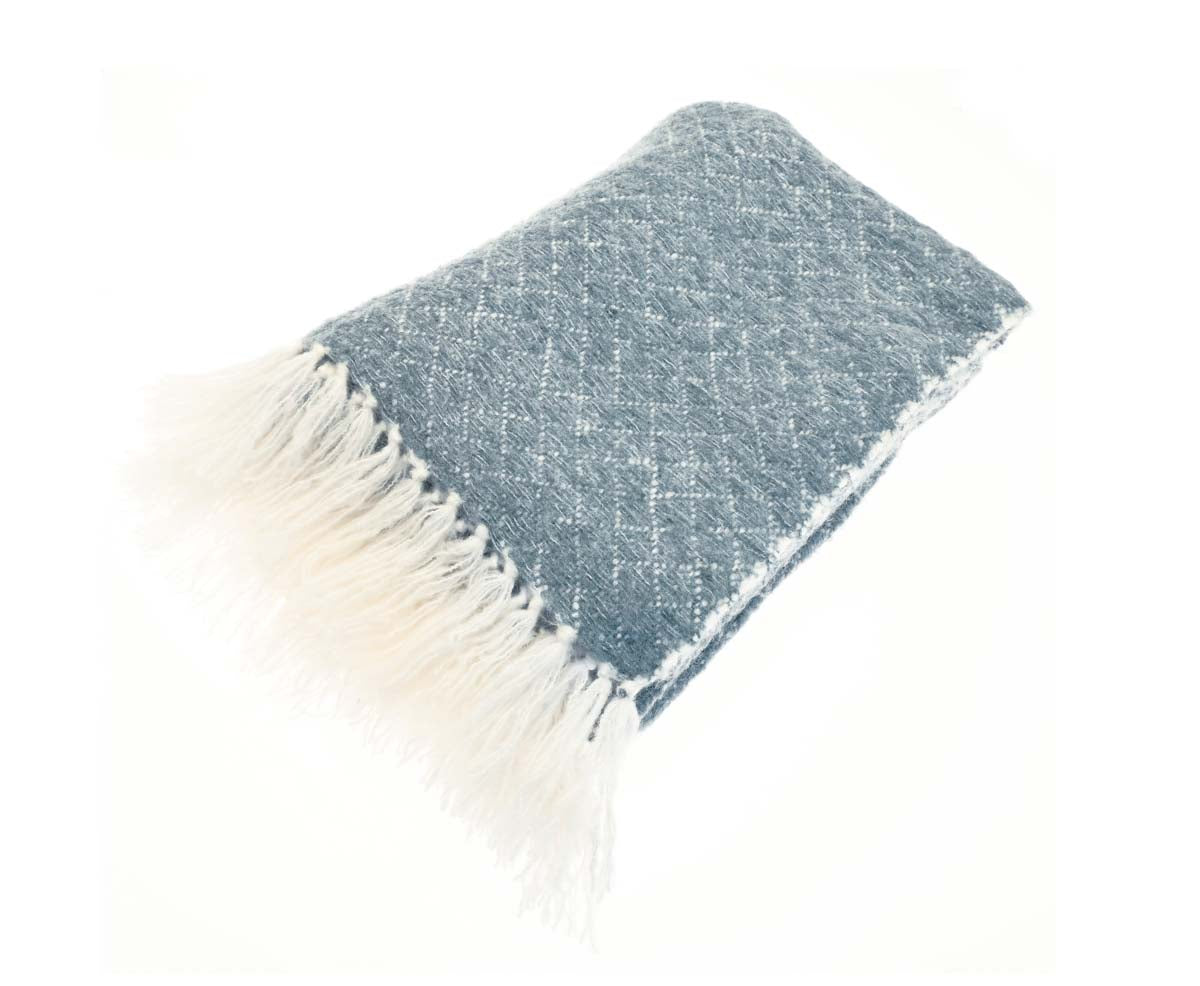 Wool Blend Throw - Blue