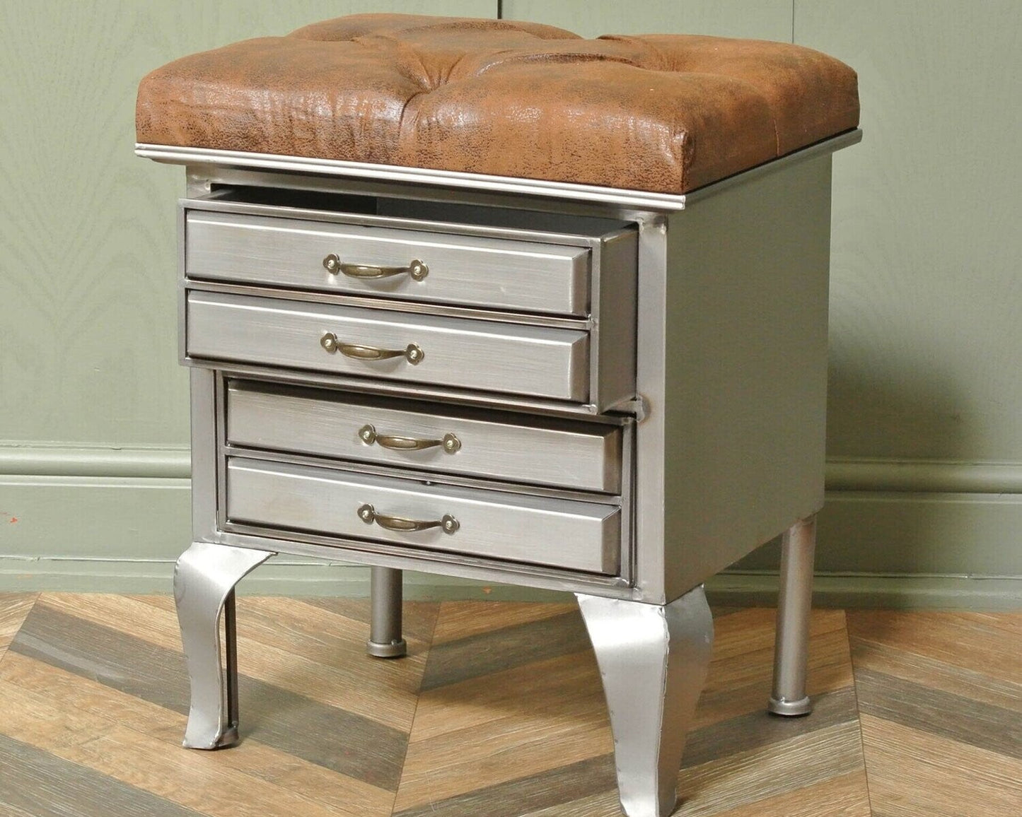 Steel Industrial Draw Ottoman Stool