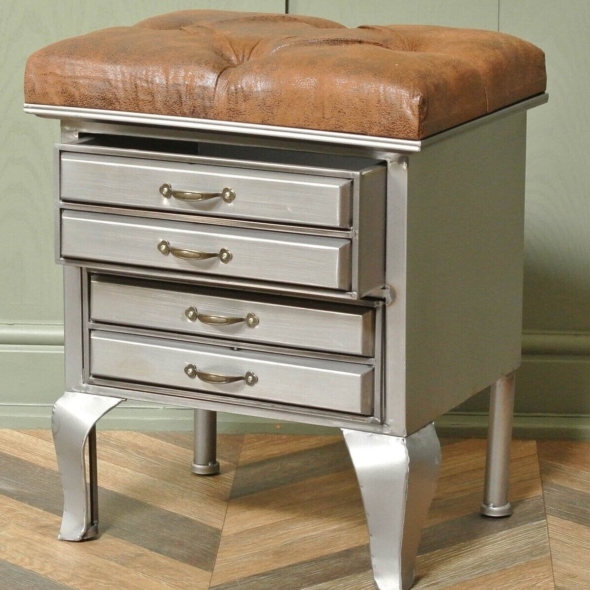 Steel Industrial Draw Ottoman Stool