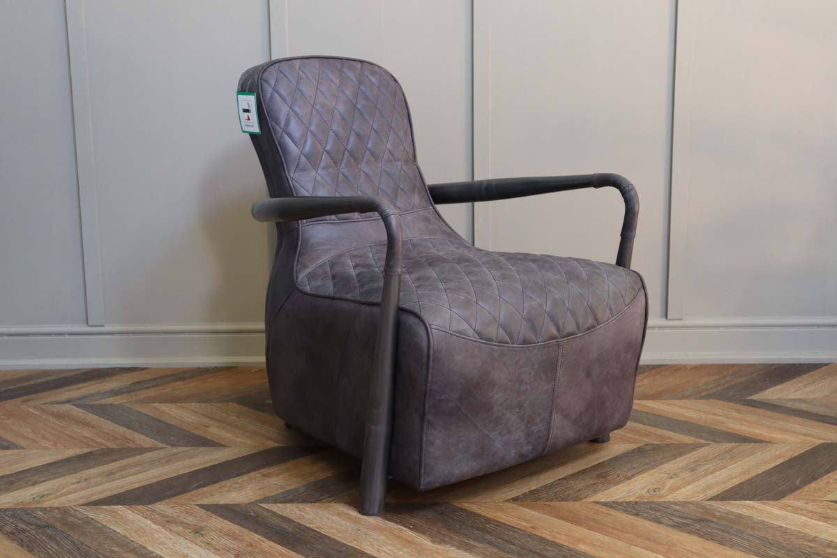 Garda Broadway Leather Aviator Armchair - Grey