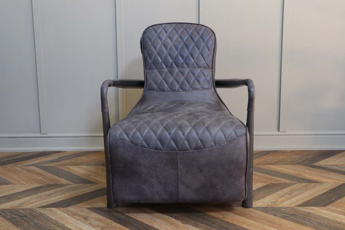 Garda Broadway Leather Aviator Armchair - Grey