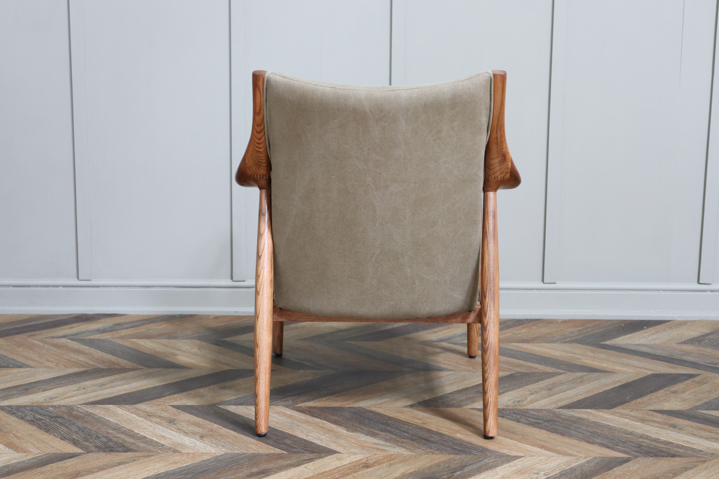 Scandi Vintage Canvas and Leather Armchair
