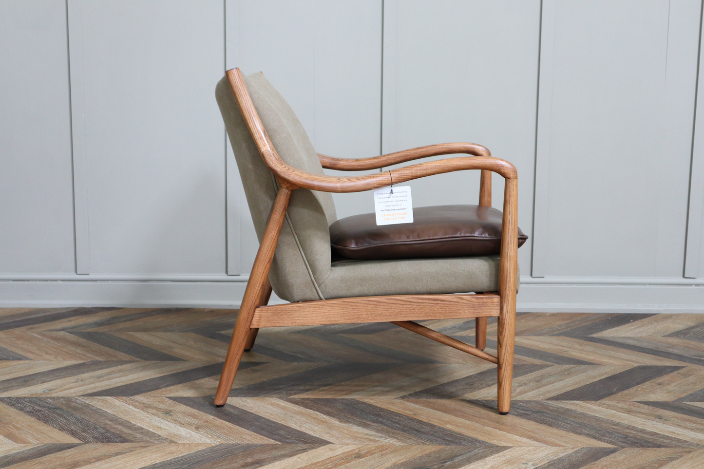 Scandi Vintage Canvas and Leather Armchair