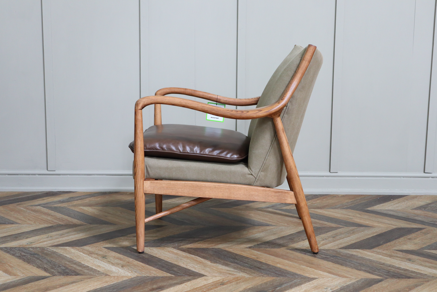 Scandi Vintage Canvas and Leather Armchair