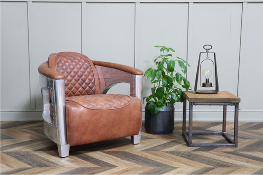 Leather Hurricane Aviator Tub Armchair