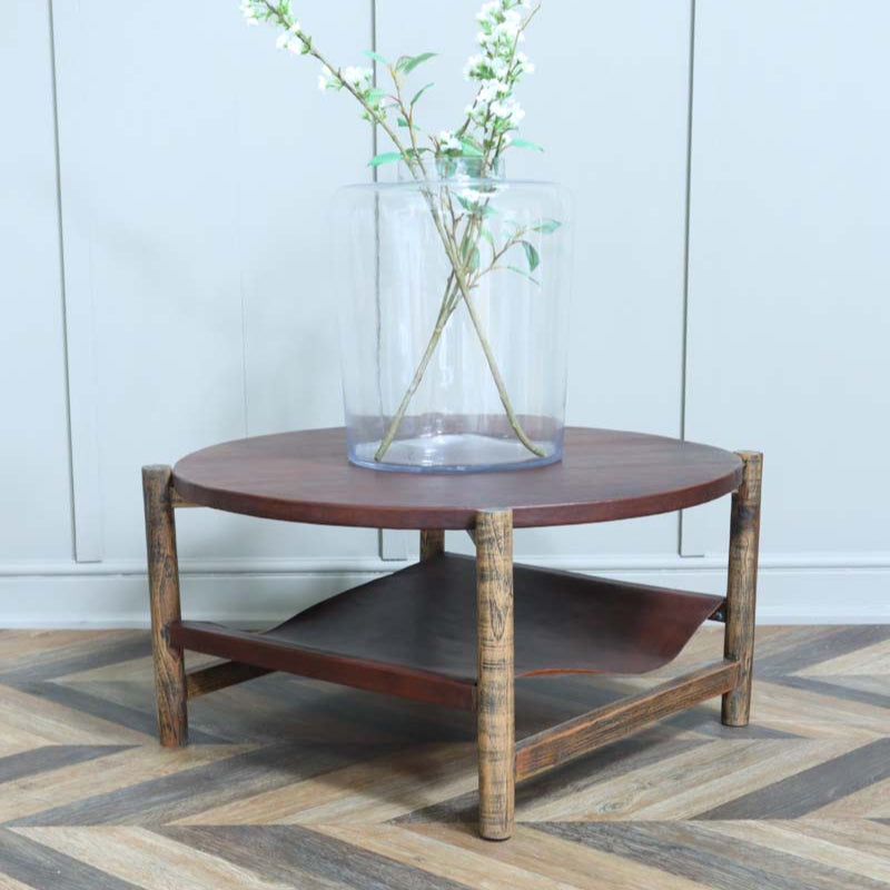 Circular Leather Coffee Table