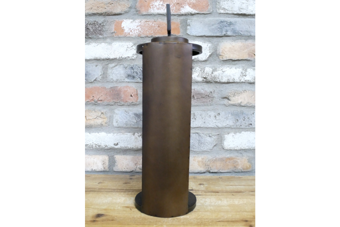 Glass Cylinder Dark Metal Lantern