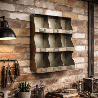 Galvanised Industrial Metal Pigeon Hole Wall Unit