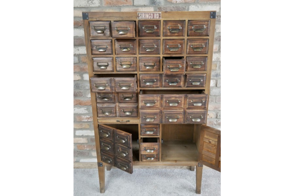 Vintage Multi Drawer Apothecary Cabinet - Fir Wood