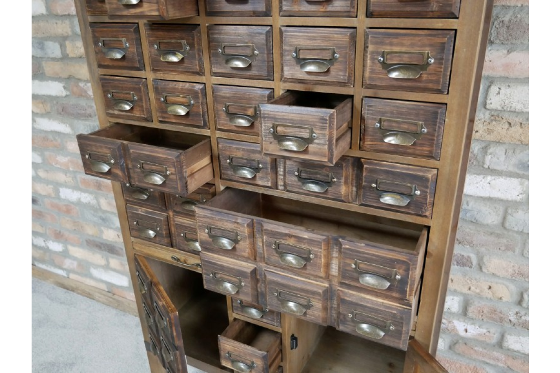 Vintage Multi Drawer Apothecary Cabinet - Fir Wood