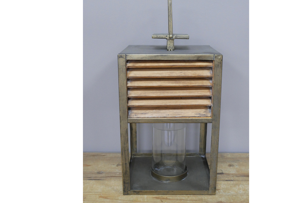 Rectangle Metal & Fir Wood Lantern