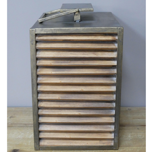 Square Metal & Fir Wood Lantern