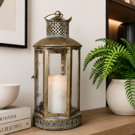 Petite Ornate Candle Lantern Gold