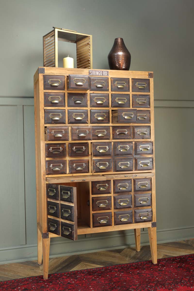 Vintage Multi Drawer Apothecary Cabinet - Fir Wood