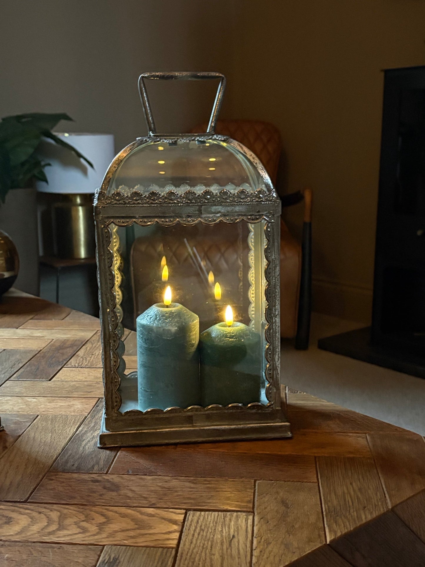 Large Rectangle Silver Lantern