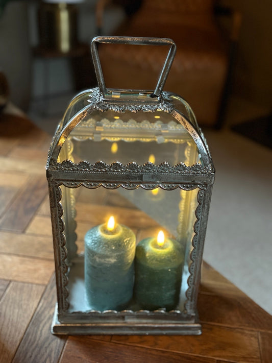 Large Rectangle Silver Lantern