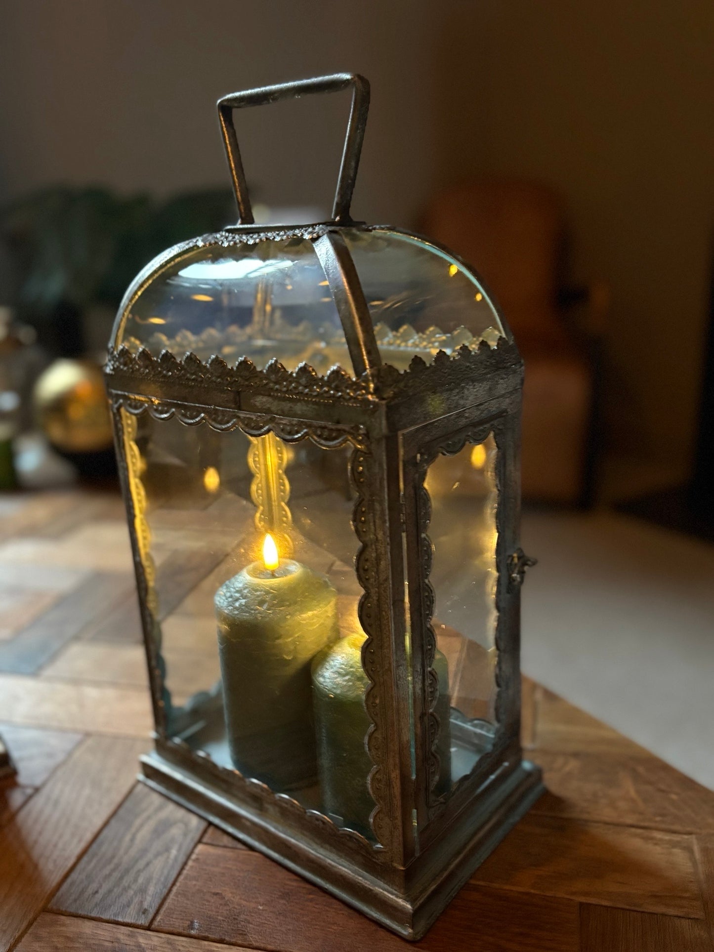 Large Rectangle Silver Lantern