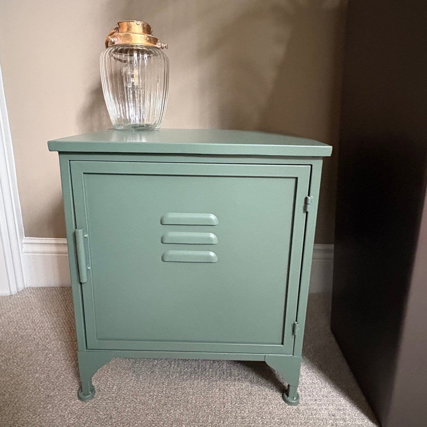 Industrial Metal Bedside Cabinet - Khaki