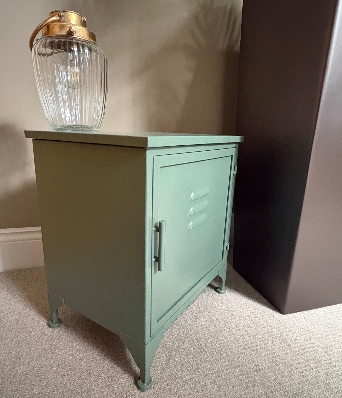 Industrial Metal Bedside Cabinet - Khaki