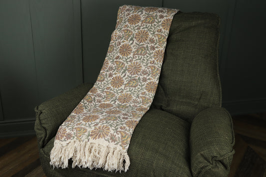 Hand Block Printed Throw - Saffron