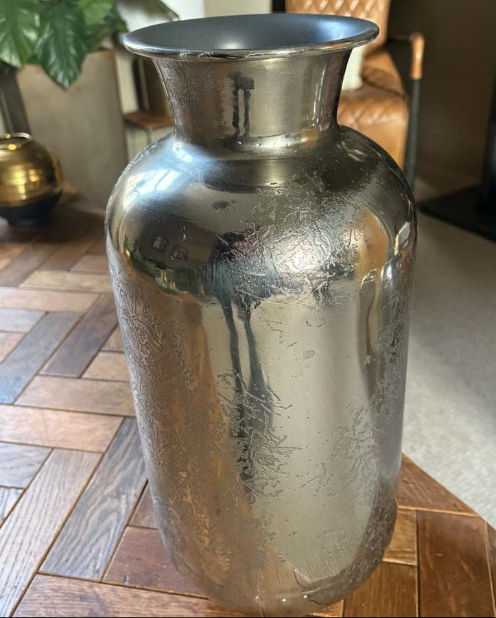 Etched Aluminium Gold Vase - Medium
