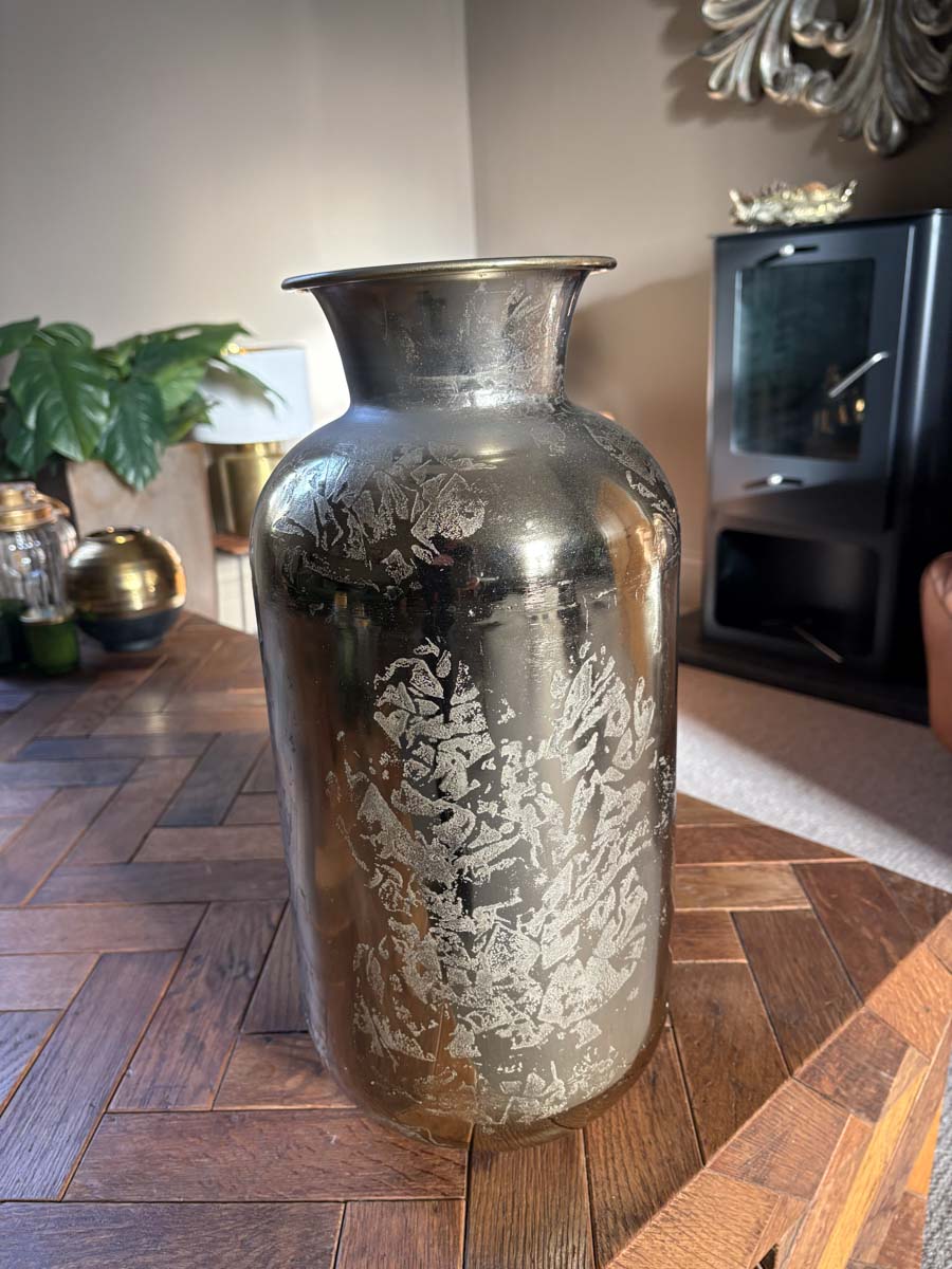 Etched Aluminium Gold Vase - Medium