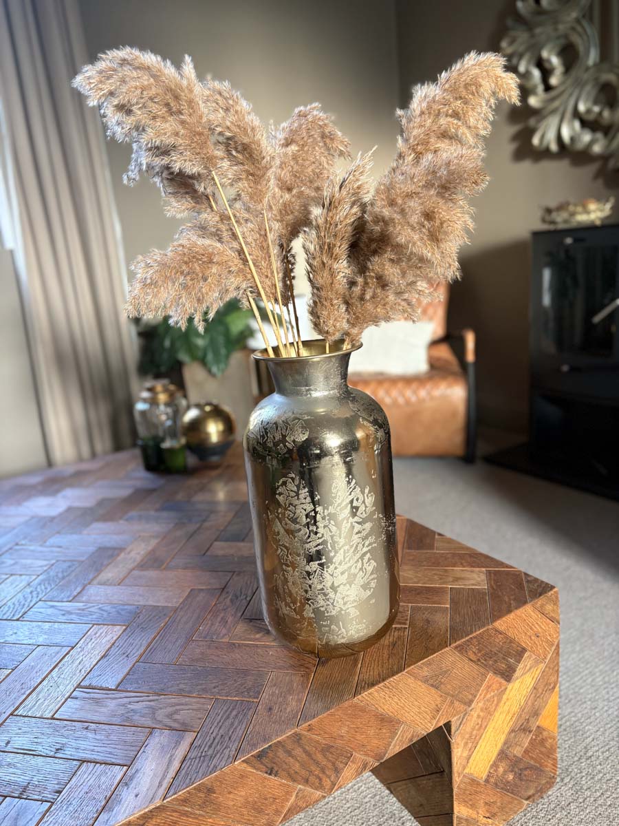Etched Aluminium Gold Vase - Medium