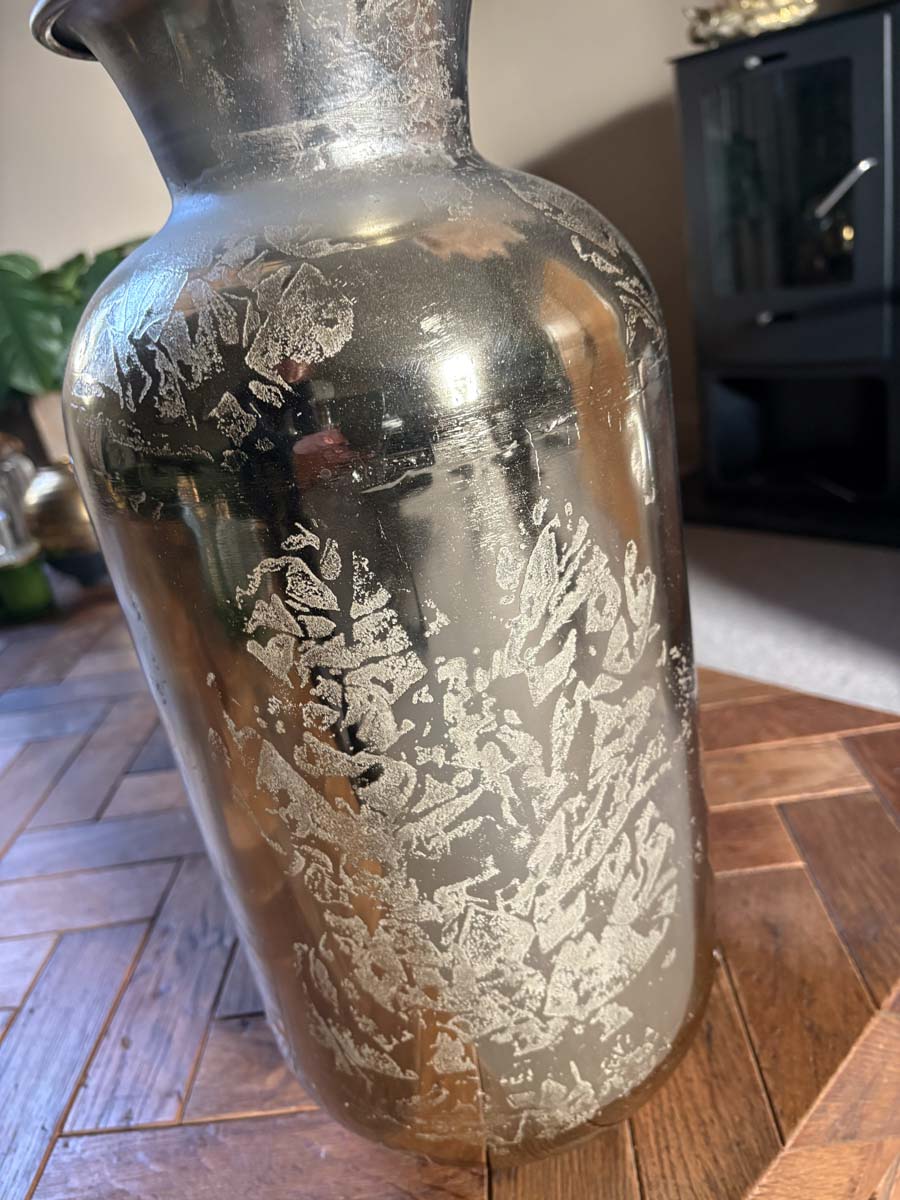 Etched Aluminium Gold Vase - Medium