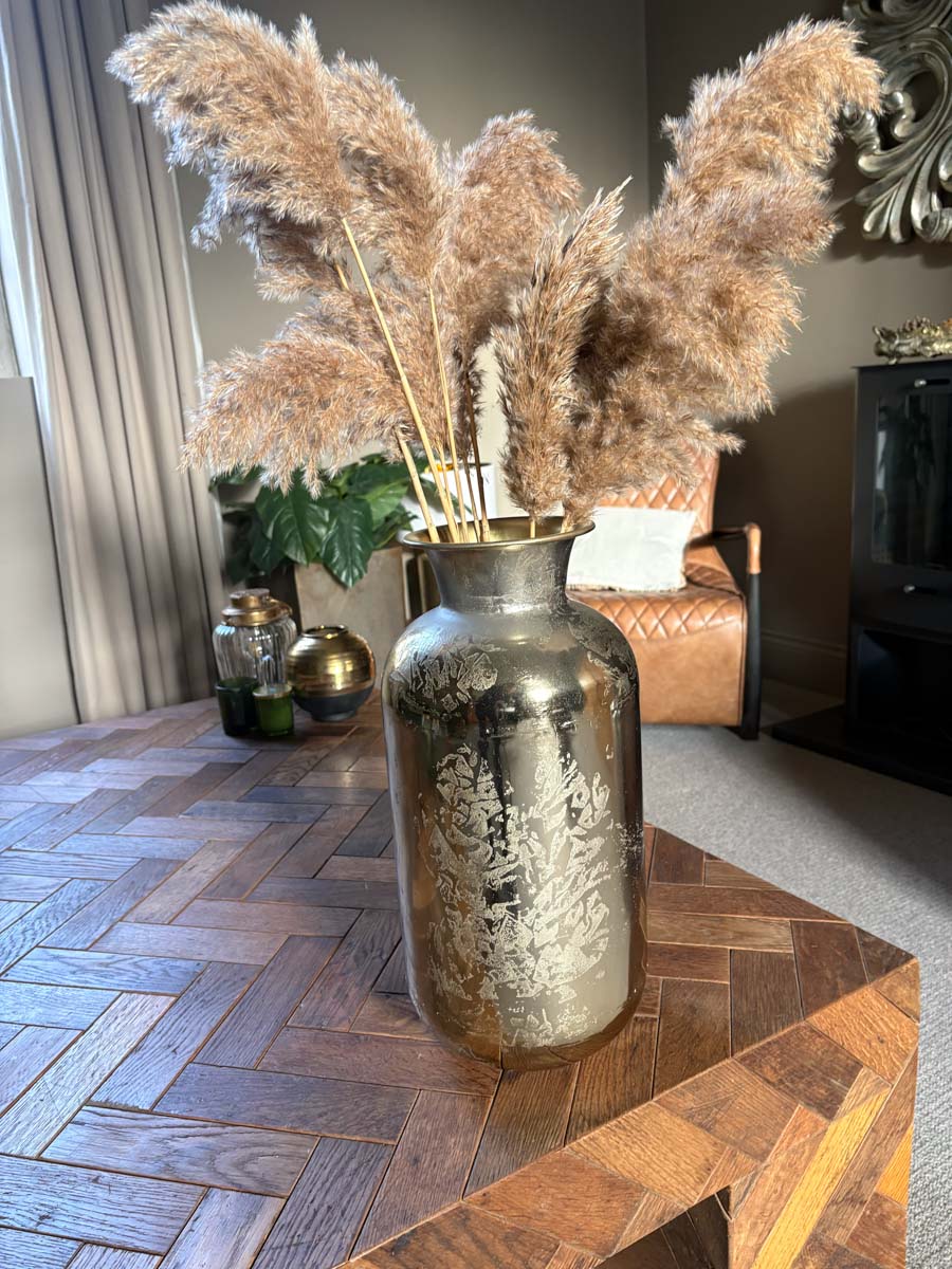 Etched Aluminium Gold Vase - Medium
