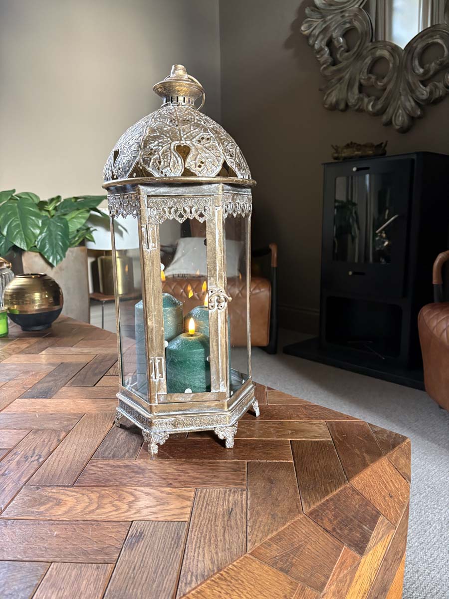 Large Leaf Topped Lantern