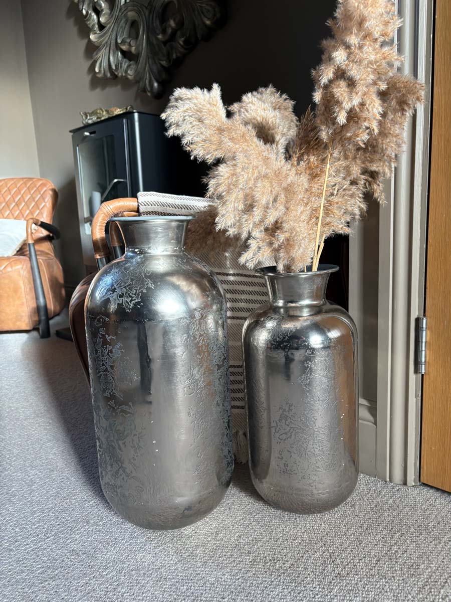 Etched Aluminium Silver Vase - Large