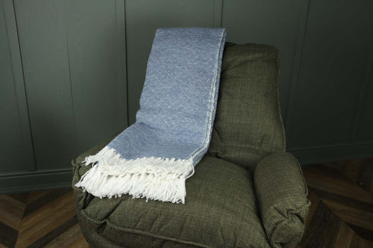 Wool Blend Throw - Blue