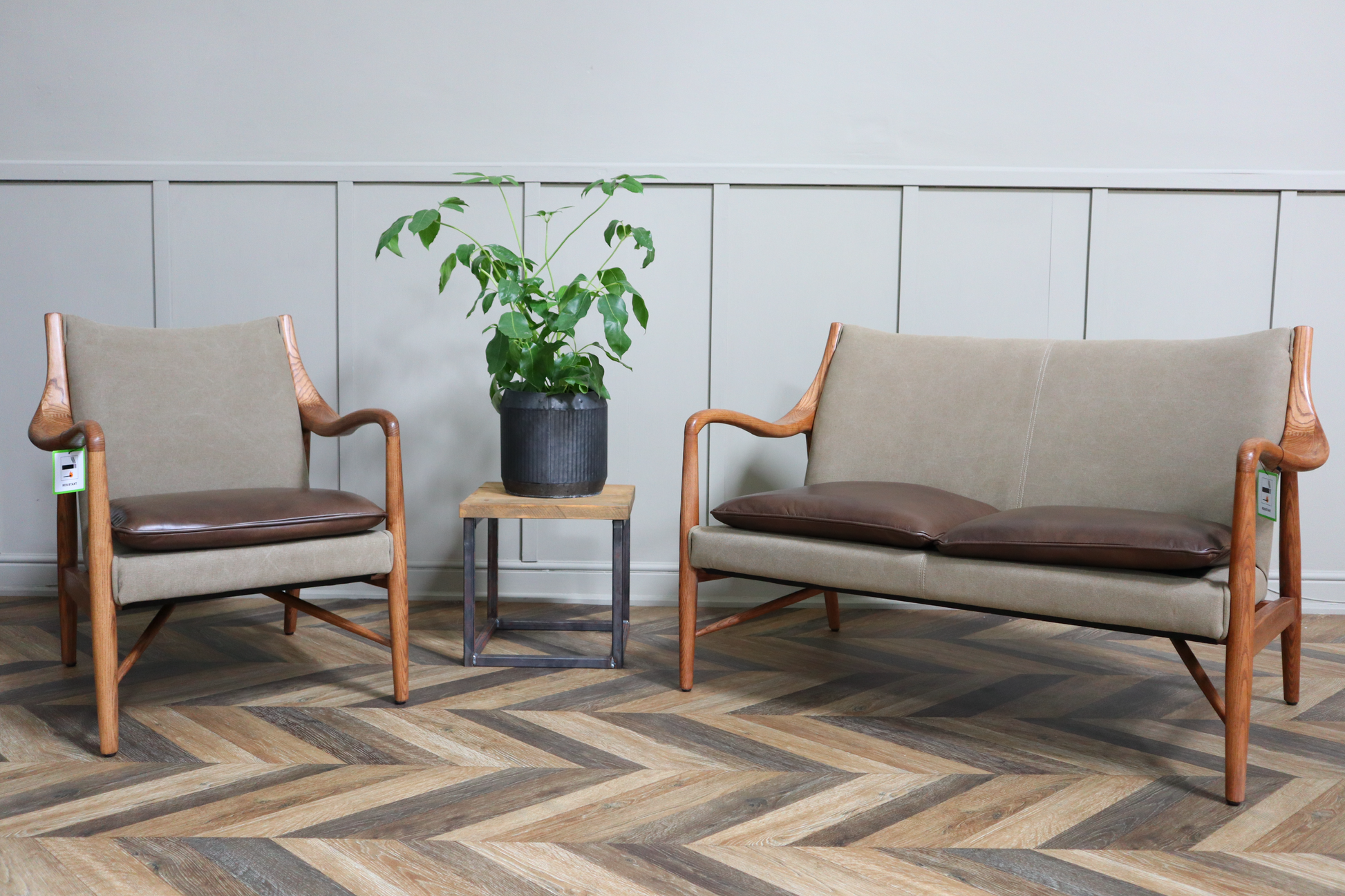 Scandi leather deals sofa