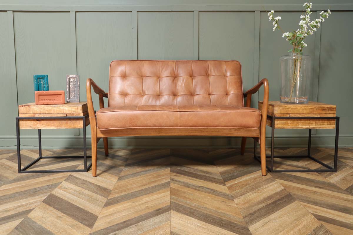 Kelham Humber Leather Scandinavian 2 Seater Sofa