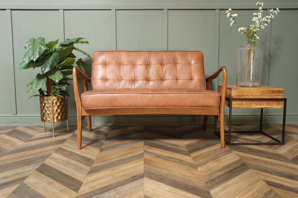 Kelham Humber Leather Scandinavian 2 Seater Sofa