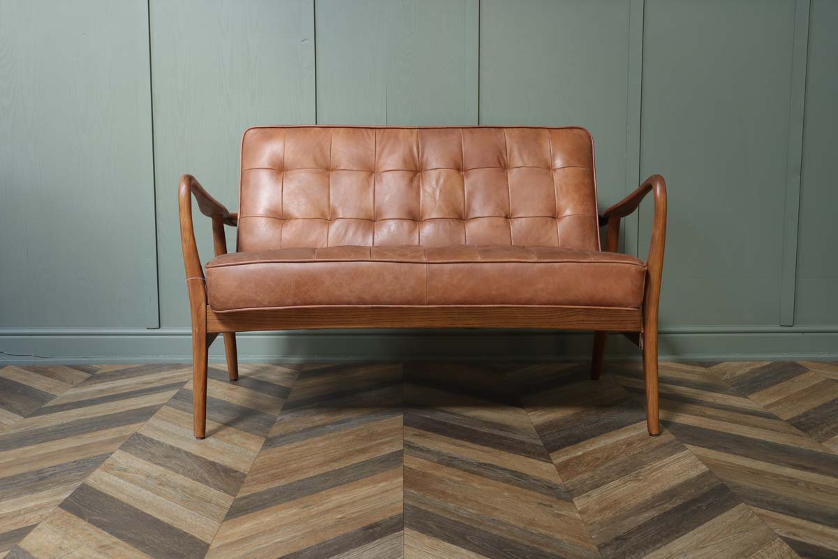 Kelham Humber Leather Scandinavian 2 Seater Sofa
