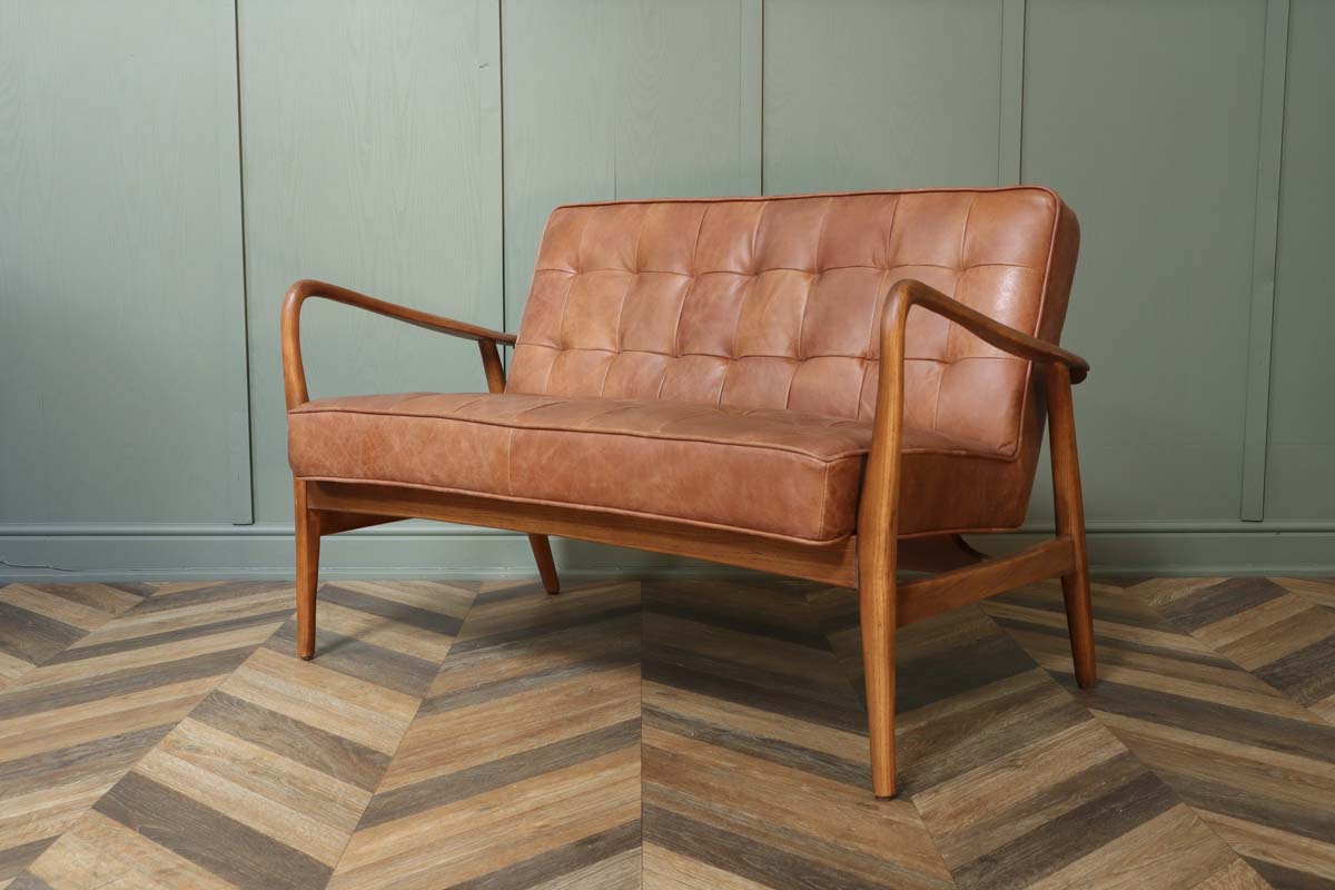 Kelham Humber Leather Scandinavian 2 Seater Sofa